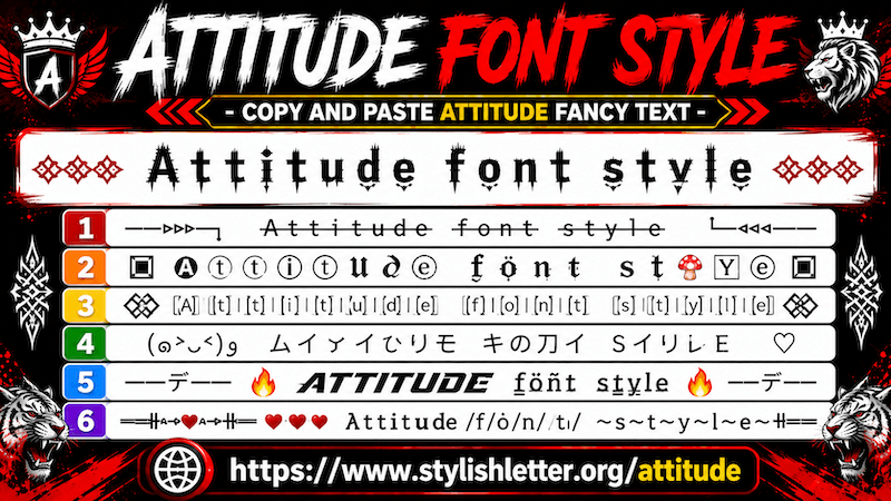 Attitude font style - Copy and Paste Attitude Fancy Text