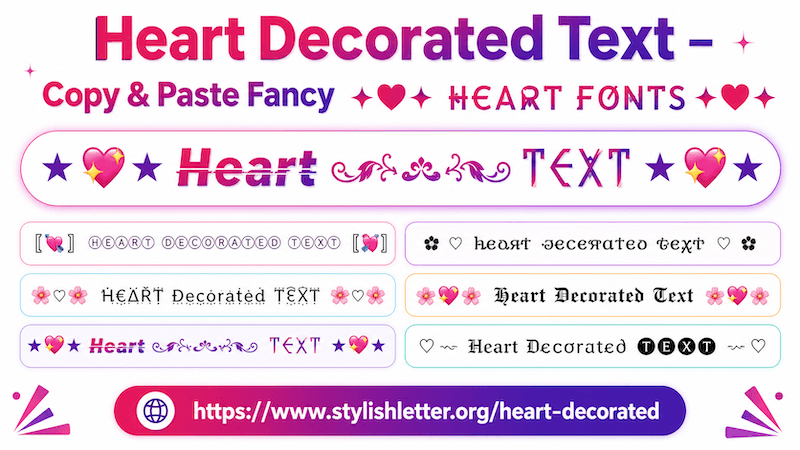 Heart Decorated Text – Copy & Paste Fancy Heart Fonts